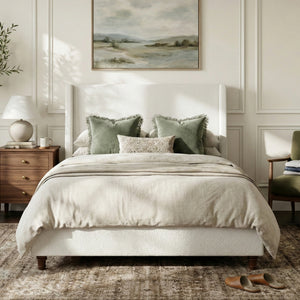 52.7" Tall Upholstered Wingback Queen Platform Bed Frame