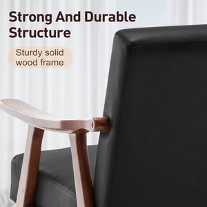 Mid Century Modern Accent Chair With Solid Wood Frame And Extra Thick Backrest