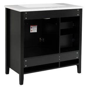 Bathroom Vanity With Sink, Soft Closing Doors & Drawers, Metal Handles