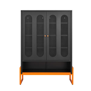 Modern Metal Shoe Cabinet With DoublebSided Doors And Adjustable Partitions