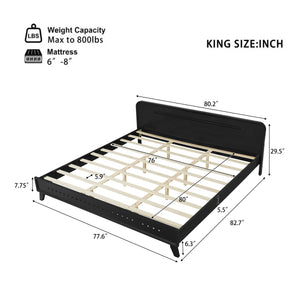 Pine Solid Wood King Size Bed, Solid and Stable, No Box Spring Needed