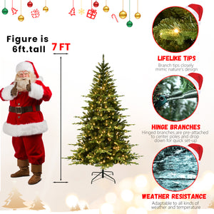 6-Foot Hinged PE & PVC Artificial Christmas Tree, 1608 Tips, 350 Warm White LED Lights