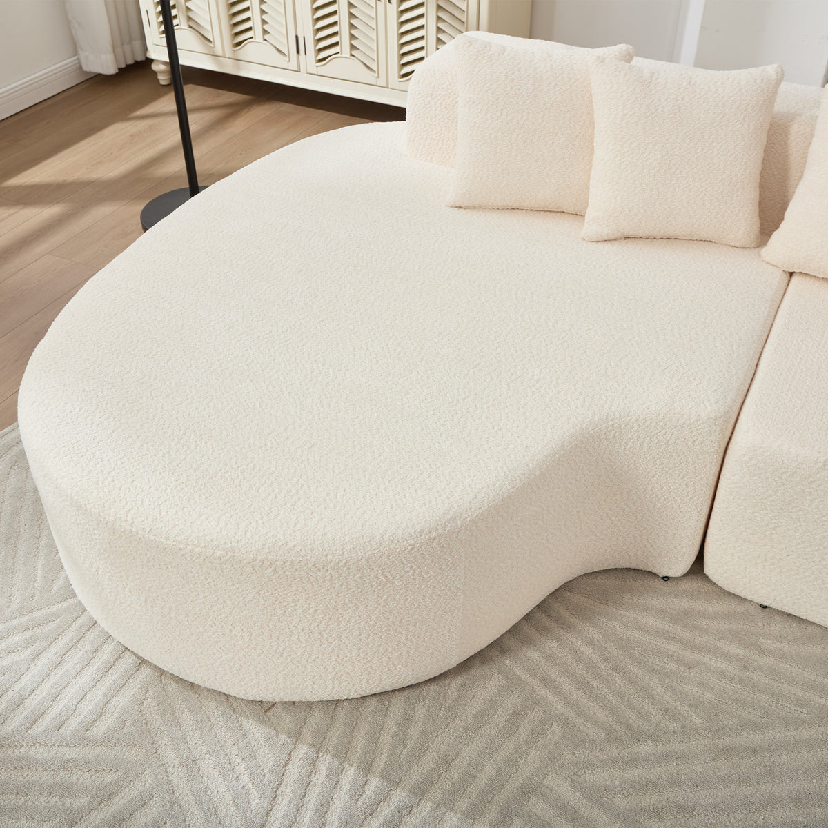 110.2'' Curved Sectional Sofa with 5 Pillows - Ivory