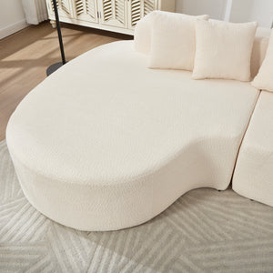 110.2'' Curved Sectional Sofa with 5 Pillows - Ivory