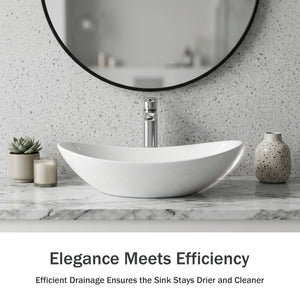 White Oval Ceramic Vessel Sink