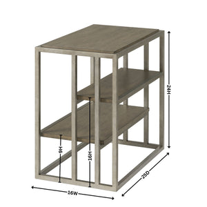 Padena Metal Frame Wood Living Room Chairside Table with Shelf