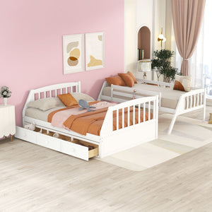 Bunk Bed With Drawers, Ladder And Storage Staircase