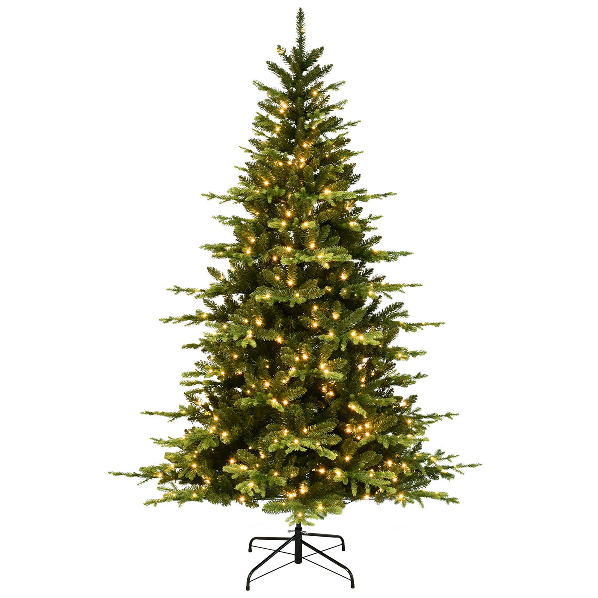 6-Foot Hinged PE & PVC Artificial Christmas Tree, 1608 Tips, 350 Warm White LED Lights