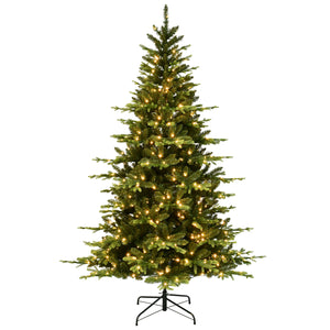 6-Foot Hinged PE & PVC Artificial Christmas Tree, 1608 Tips, 350 Warm White LED Lights