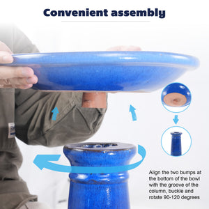 Ceramic Pedestal Bird Bath for Outdoor Garden