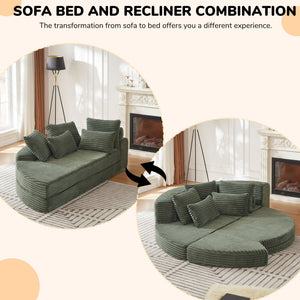 Semi Circular 2 In 1 Sofa Bed With Neck Pillow And Throw Pillows