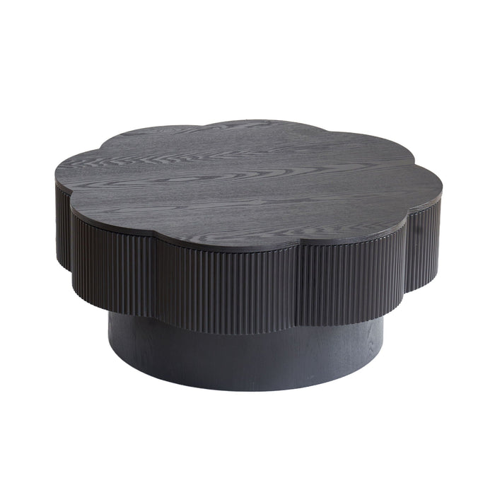 Modern Plum Blossom Shaped Coffee Table with Hidden Storage - Black or Dark Brown