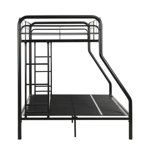 Modern Twin Over Full Metal Bunk Bed With Trundle And Dual Side Ladder And Metal Design - Black / Brown