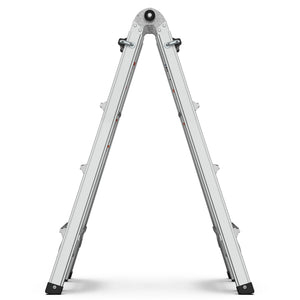 Multi-Position Foldable Aluminum Ladder, A-Frame And Straight Ladder, Ansi 250Lbs - Gray
