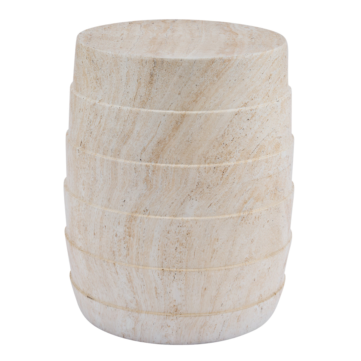 Modern Cylindrical Travertine-Look MGO Outdoor Side Table