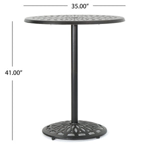 Elegant Cast Aluminum Round Bar Table With Romantic Filigree Design - Copper - Best Buy Furniture