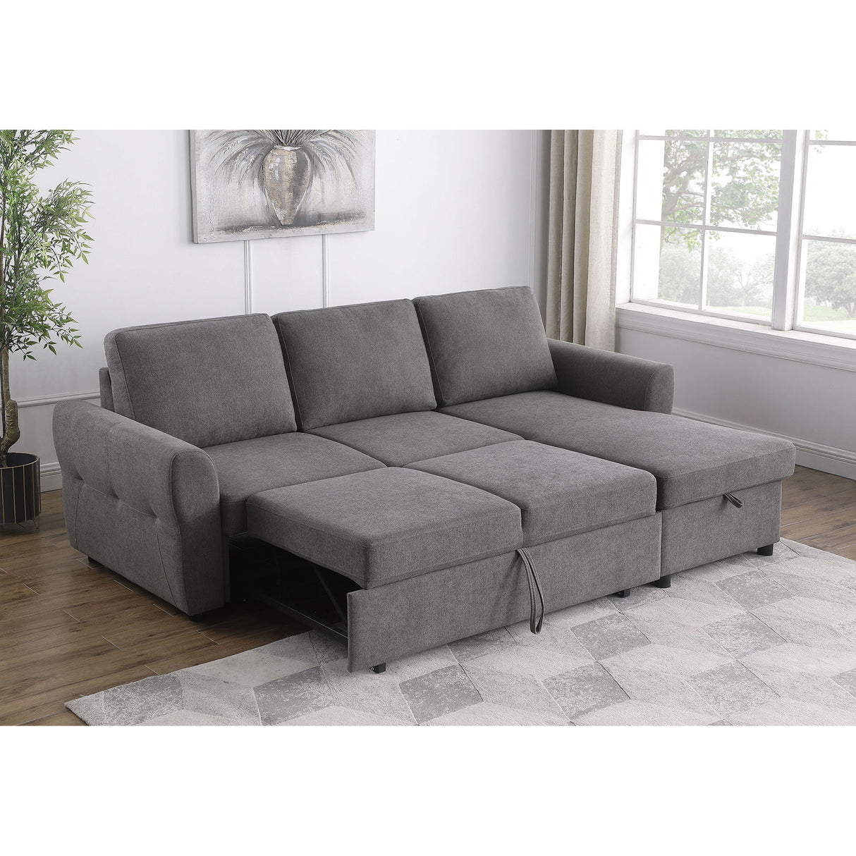 Kenna- Sleeper Sectional Sofa With Storage Ottoman