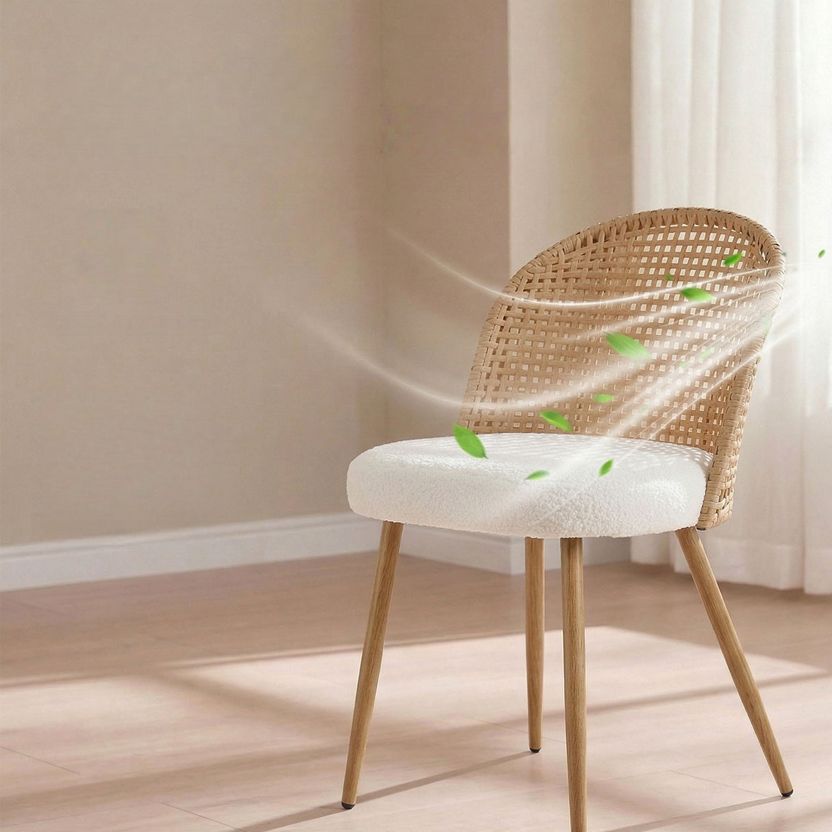 Round Wooden Dining Table + 4 Chairs Set