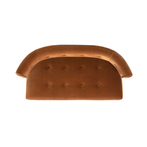 Jared Roll Arm Tufted Bench Settee, Burnt