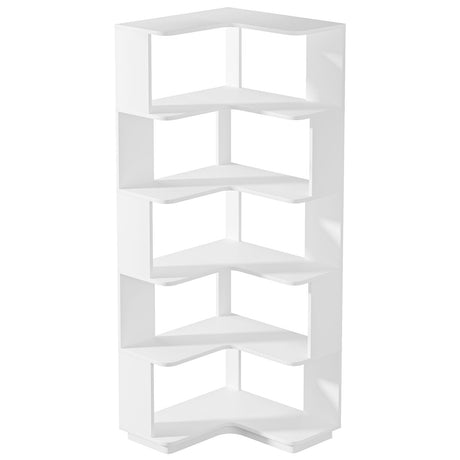 6 Tier Corner Bookshelf, L-Shaped Freestanding Shelf With Anti Drop Panels
