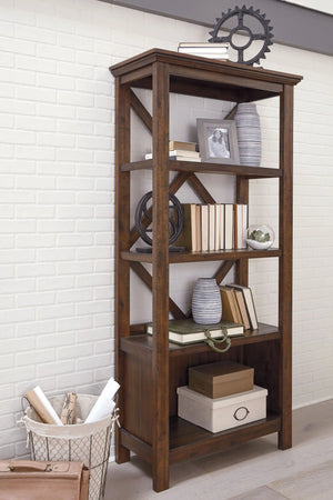 Baldridge - Large Bookcase - Rustic Brown - Best Buy Furniture