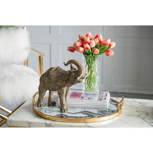 15x8x12" Tai Polyresin Elephant Accent, Trumpeting