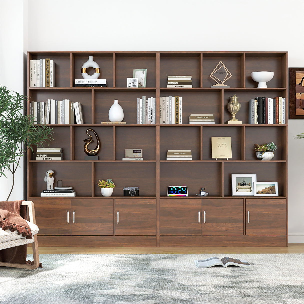 70.87" Tall Bookshelf with 10 Cubes and 3 Doors