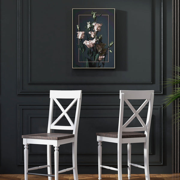 24" Tall Bar Stools (Set of 2) - Brown / White