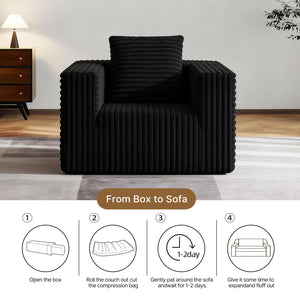 Small Boneless Sofa Chair, No Assembly Couch in a Box Memory Foam Mini Cloud Reading Chair with Throw Pillow for Living Room Bedroom Playroom
