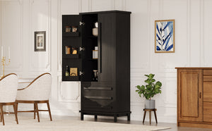 70" Kitchen Pantry Cabinet with 6 Door Shelves and 3 Drawers