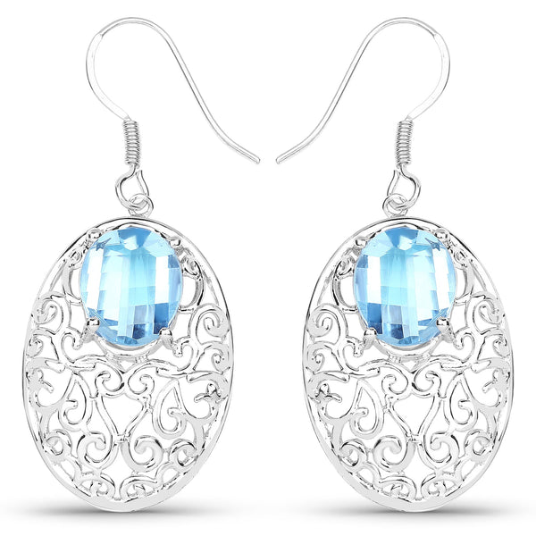 10.72 Carat Genuine Blue Topaz .925 Sterling Silver Earrings