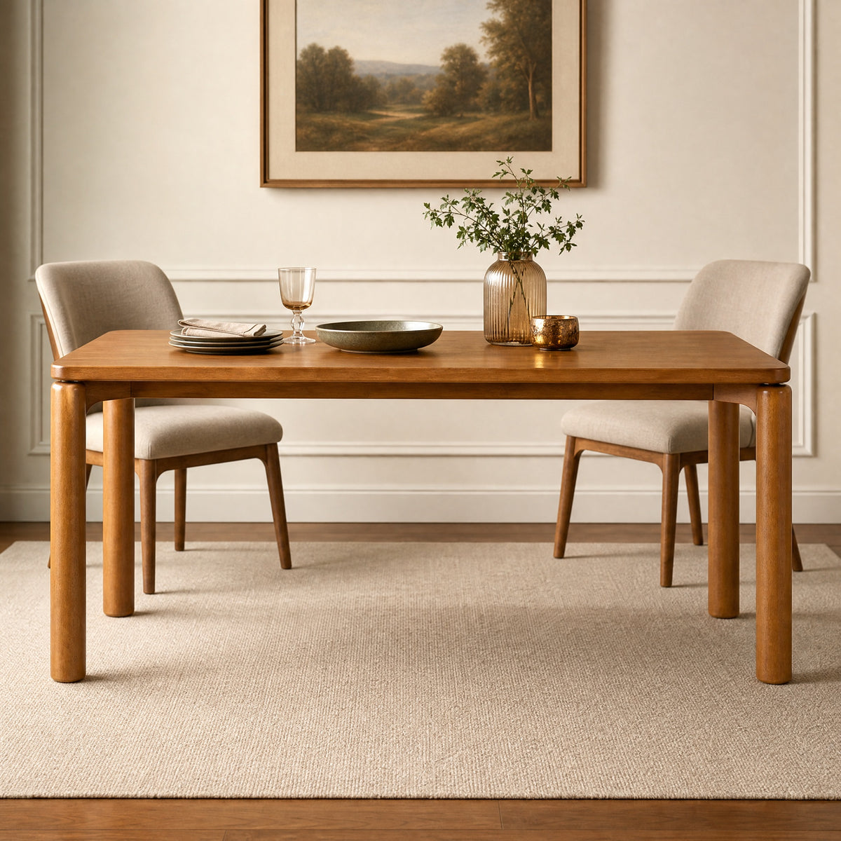 70.28" Rubber Wood Dining Table