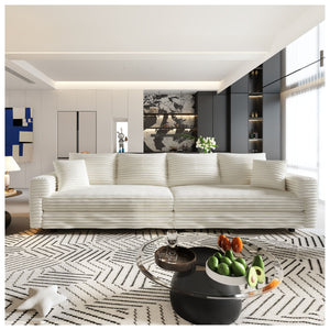 Deep Seat Convertible Sofa With Soft Pillows And Ottomans