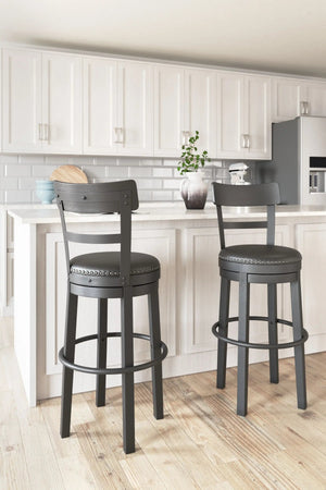 Valebeck - Tall Upholstered Swivel Barstool - Best Buy Furniture