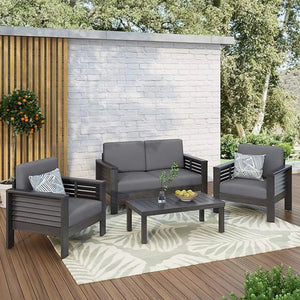 Acacia Wood Loveseat And Coffee Table Set With Cushions - Best Buy Furniture