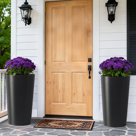 2 Pack Tall 21.7 in Modern Square Planters for Indoor and Outdoor Use