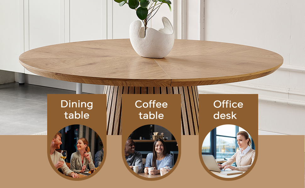 Wooden Dining Table - Modern Round Design for Versatile Use
