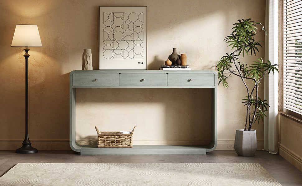 Antique-Style Console Table with 3 Storage Drawers