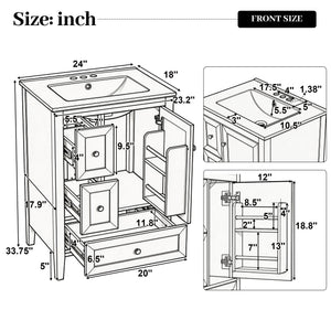 24" Modern Blue Gray Bathroom Vanity