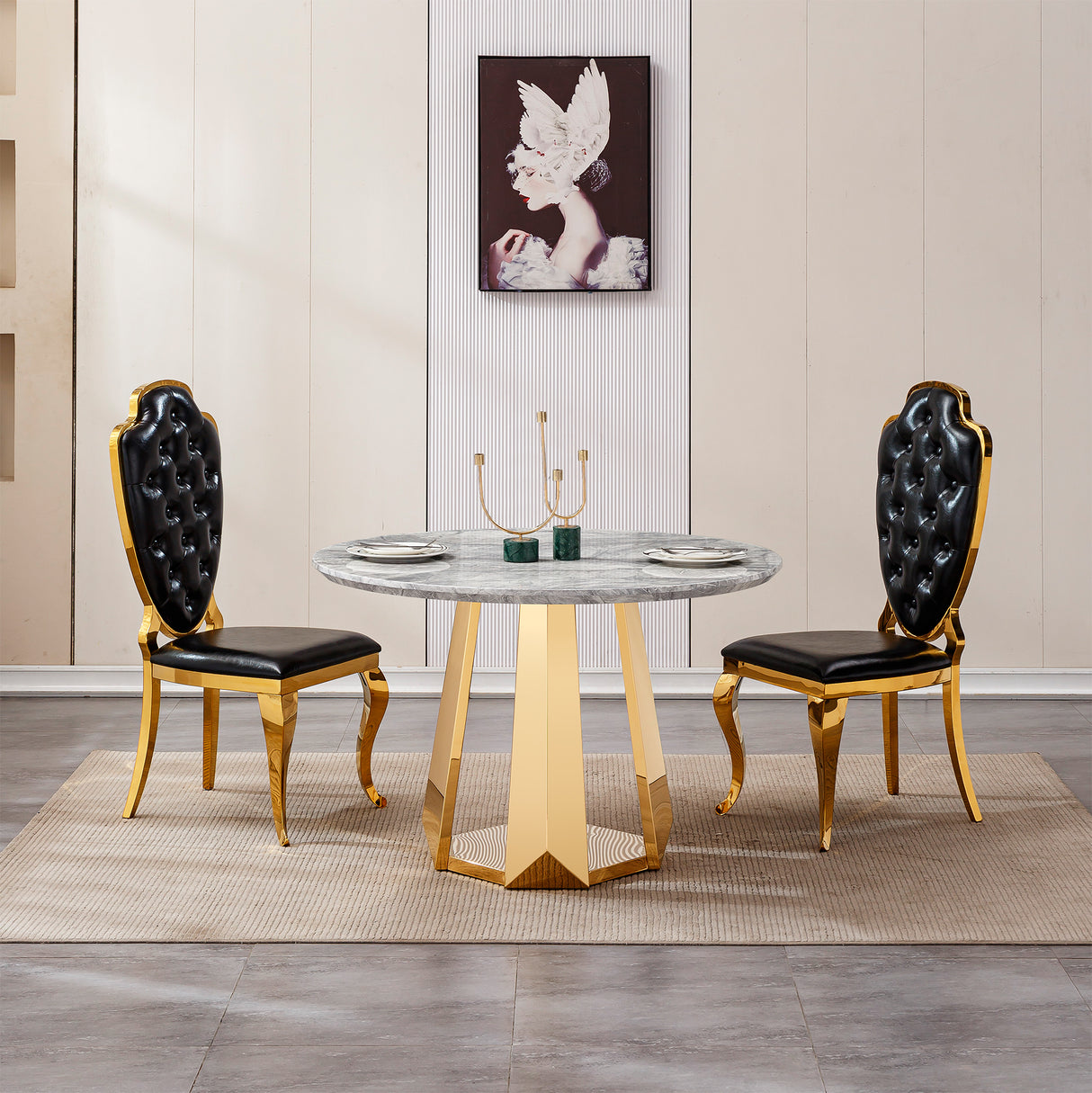 47" Round Marble Dining Table