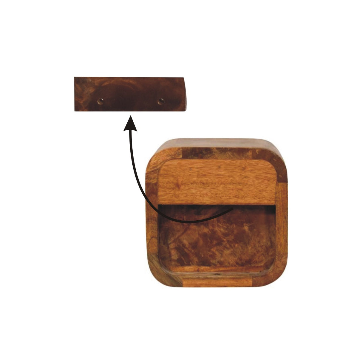 Solid Wood Curved Wall Mounted Bedside Table