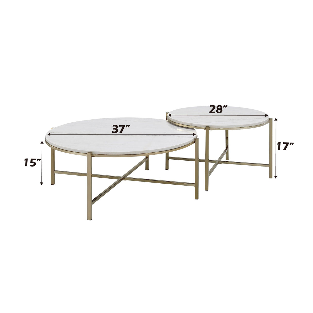 Zaidee - Marble Top Nickel Nesting Table Set - White - Best Buy Furniture