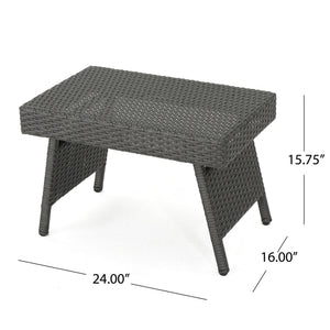 Outdoor Wicker Table With Rectangular Tabletop - Gray - Best Buy Furniture