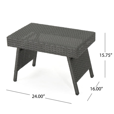 Outdoor Wicker Table With Rectangular Tabletop - Gray - Best Buy Furniture