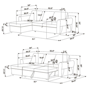 Kenna- Sleeper Sectional Sofa With Storage Ottoman