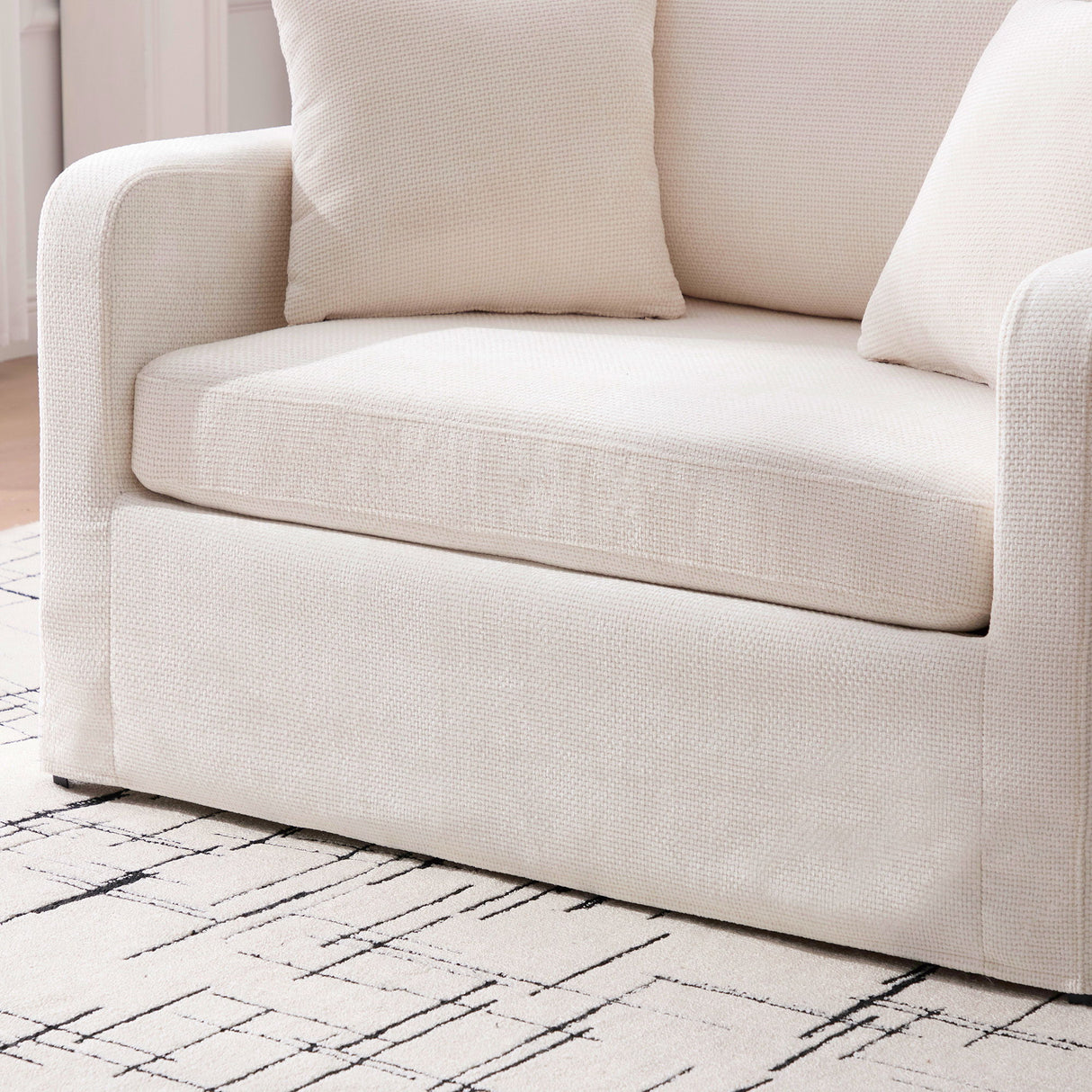 Farmhouse Accent Chair With 2 Bolster Pillows