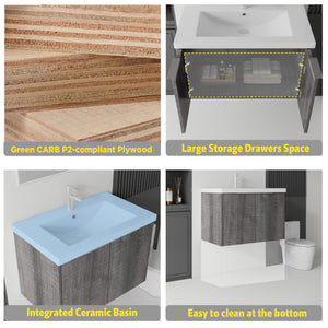 36 Inch Floating Bathroom Vanity with Ceramic Sink and Soft-Close Door