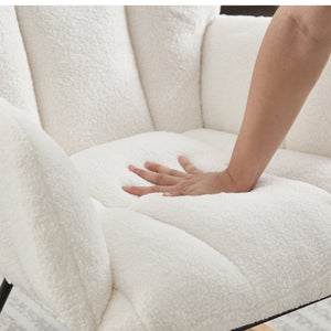 Glider Chair for Living Room Tufted Upholstered Teddy Fabric Rocking Chair