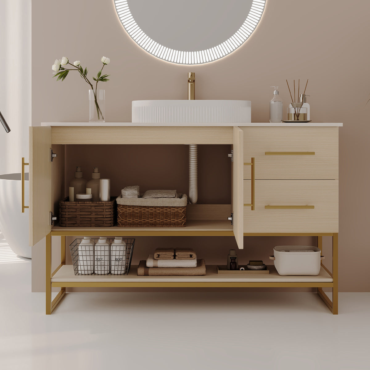 36" Modern Bathroom Vanity with Ceramic Vessel Sink