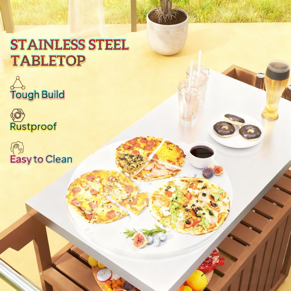 Easy to Move Outdoor Table Top Bar Cart with Storage and Wheels